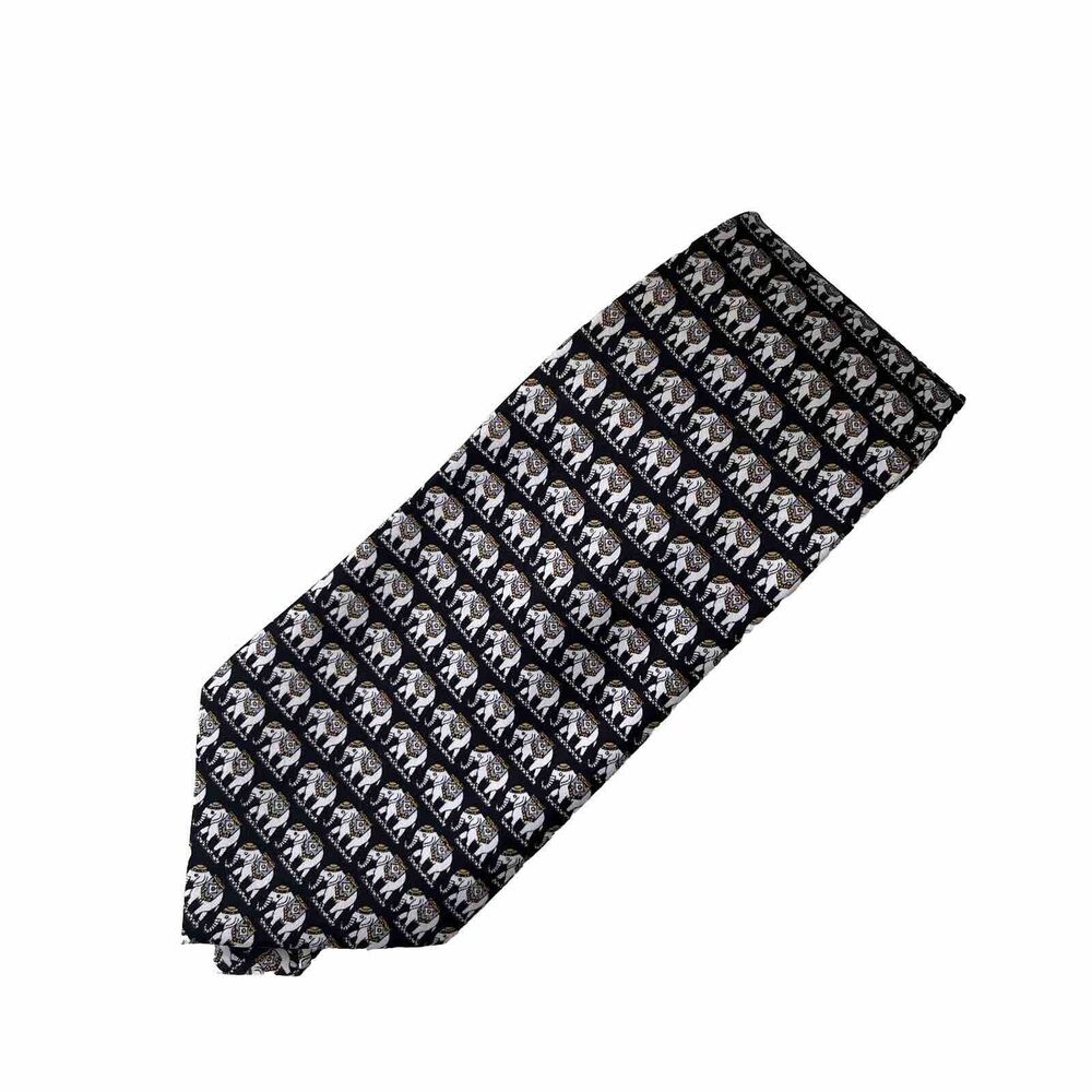 NEW Kai Long Handmade Silk Tie Elephant Print